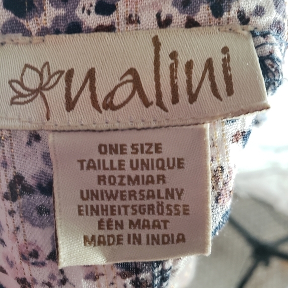 Nalini Navy and Pink with Gold Shimmer Open Front w/Tie Closure One Sz Fits All - Picture 11 of 11